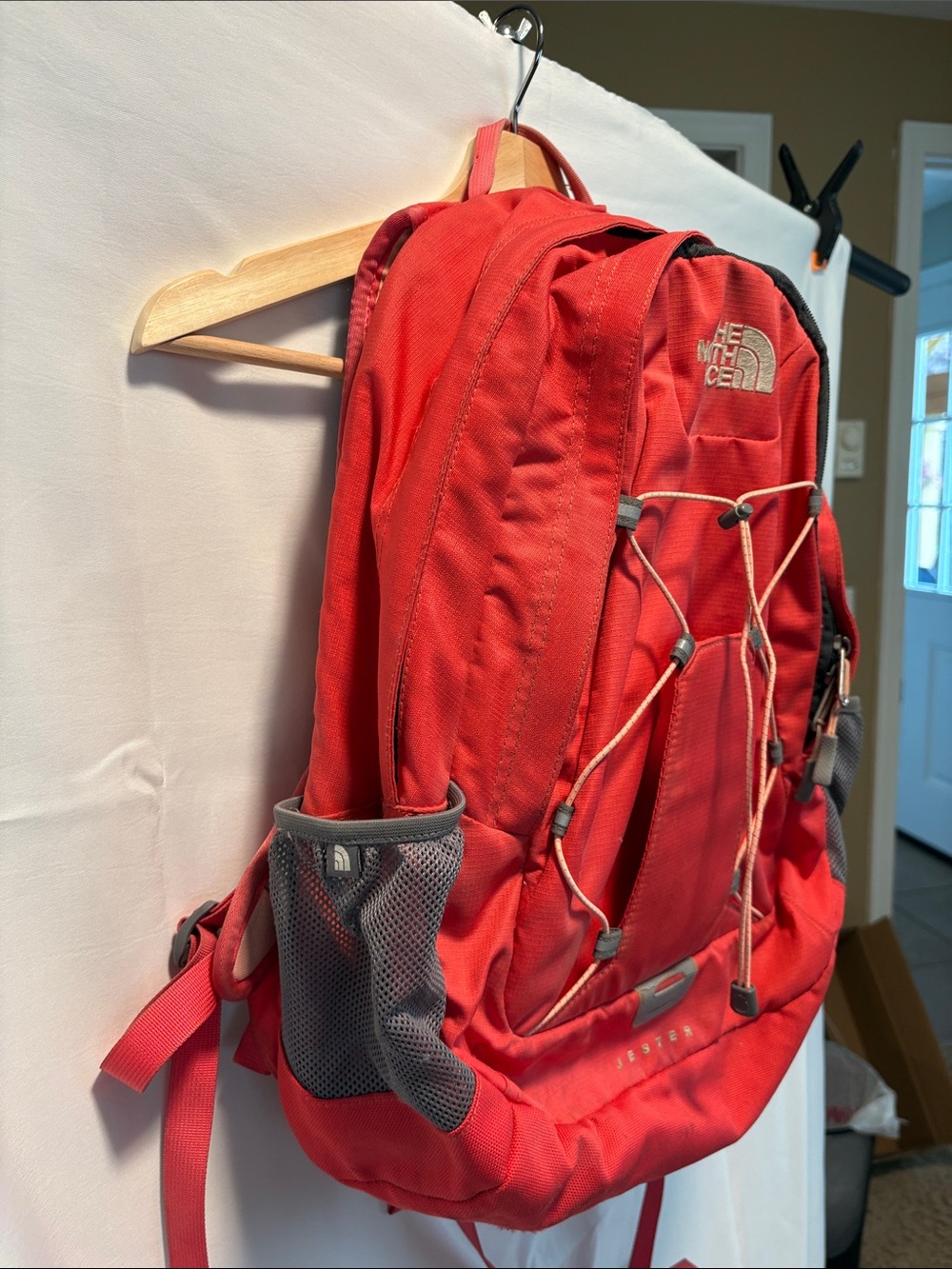 The North Face Red Daypack Backpack with Front Bungee - Picture 3 of 8